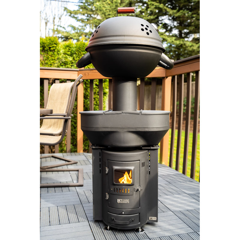 Q Stoves Barbecue With Thermometer For Q Flame 100 000 Btu Wood Pellets Patio Heater Wayfair