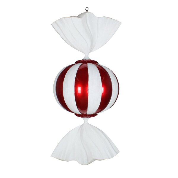 Glass Candy Christmas Ornaments Set of 3 WHITE with Red and Aqua Blue 