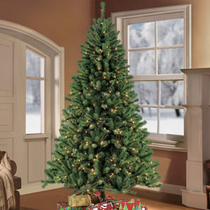9' Green Fir Artificial Christmas Tree with 1000 Clear Lights with Stand