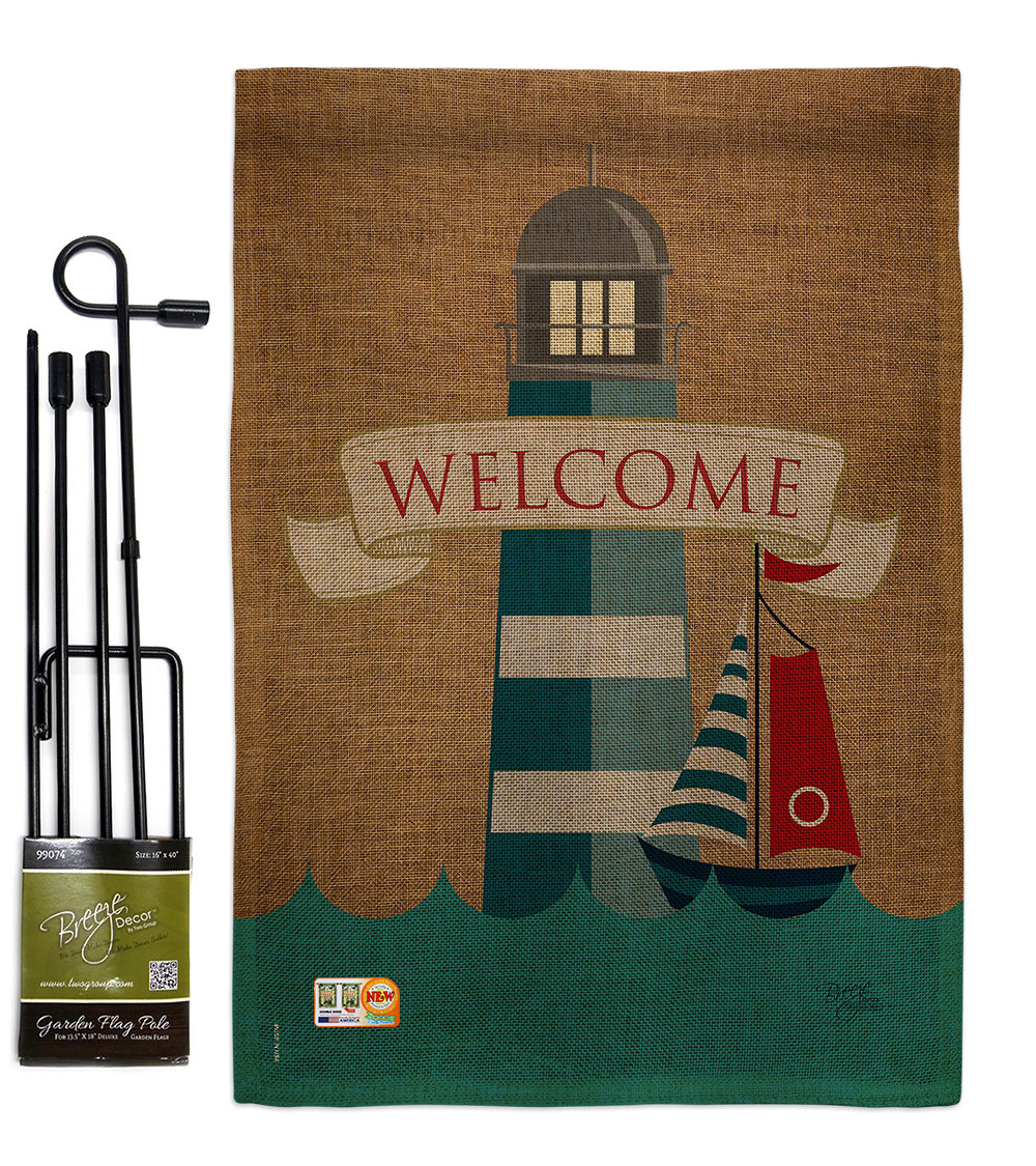 SWEN Products LIGHTHOUSE NAUTICAL Black Metal Welcome Sign
