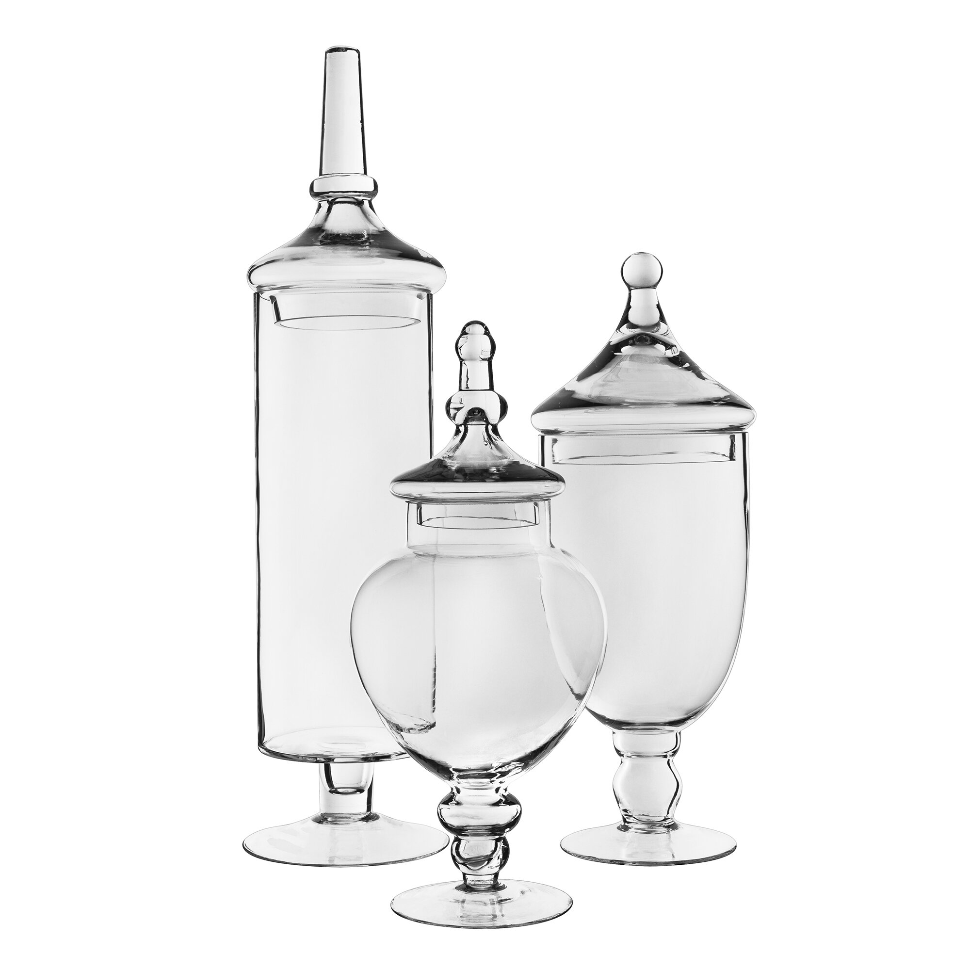 3 Piece Set Decorative Weddings Candy Buffet Clear Glass Apothecary Jars Home Garden Kitchen Dining Bar