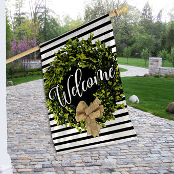 Boutique Monogram Welcome Boxwood Wreath Polyester 36 X 24 In