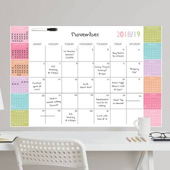 Wallpops Academic 2018 19 Dry Erase Calendar Whiteboard