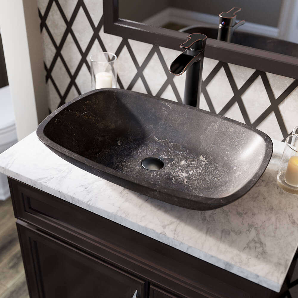 Mrdirect Stone Rectangular Vessel Bathroom Sink With Faucet