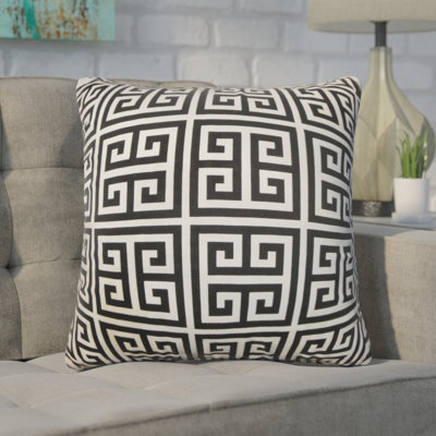 Brayden Studio Kieffer Greek Key Cotton Throw Pillow Cover Wayfair