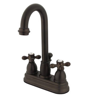 Kingston Brass KS2618DFL NuFrench Center Set Lavatory Faucet with Brass Pop-Up Brushed Nickel 4-Inch