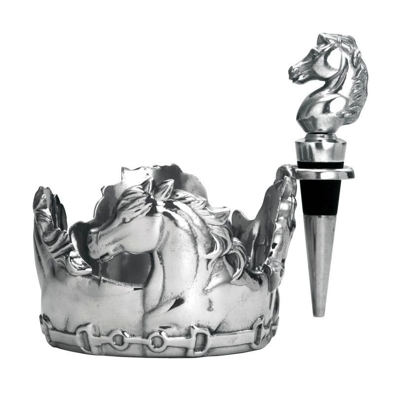 Equestrian Horse 2 Piece Wine Coaster Set
