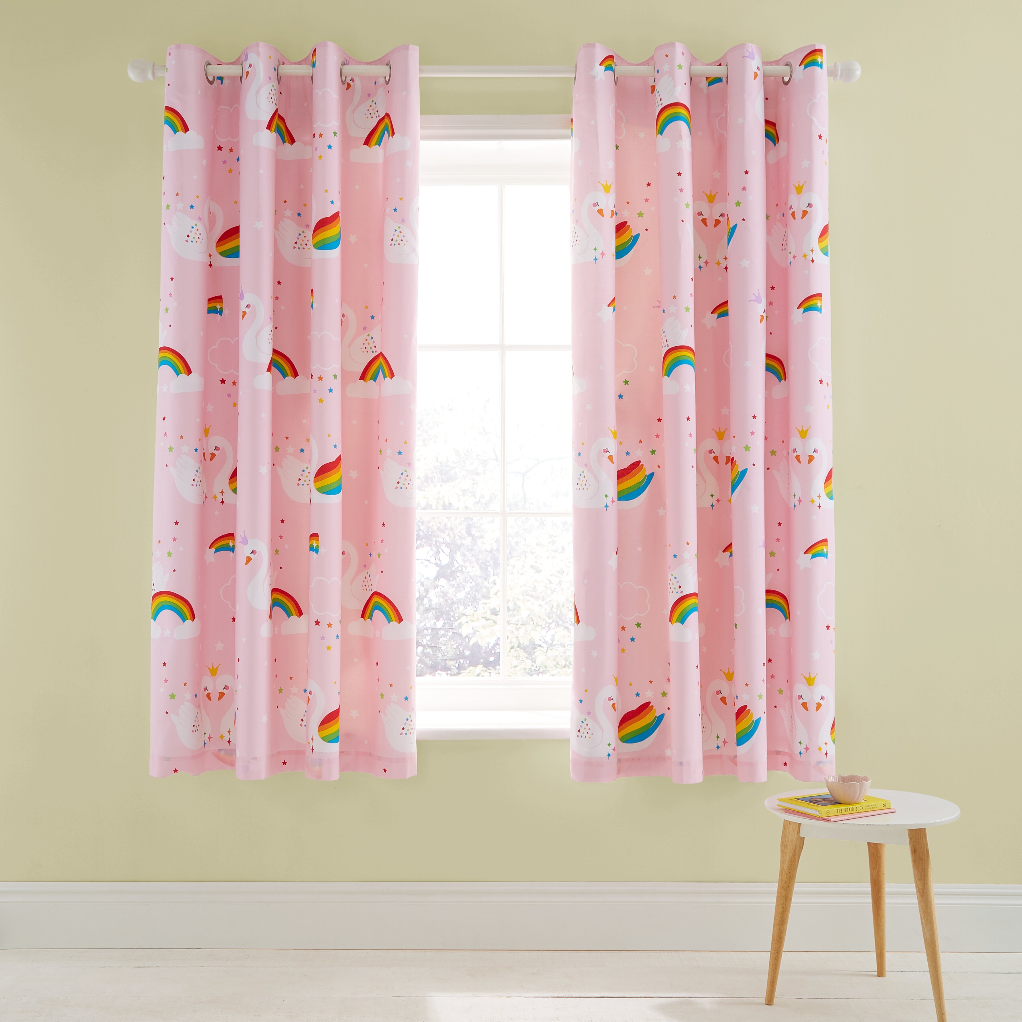 Catherine Lansfield Rainbow Swan Eyelet Room Darkening Curtains