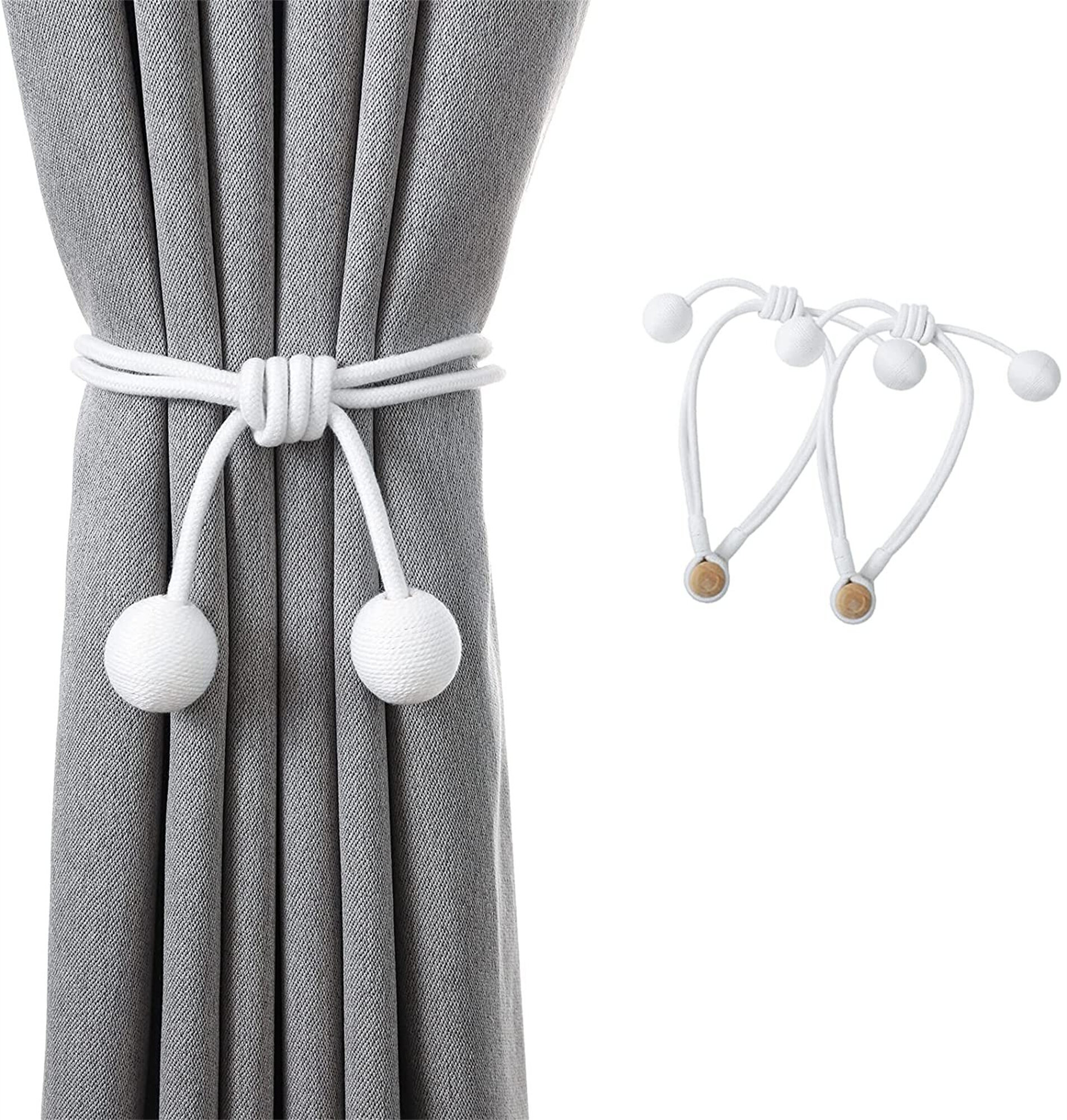 2 Packs Magnetic Curtain Tiebacks Extendable Floral Drape Holder Hangings Clip 
