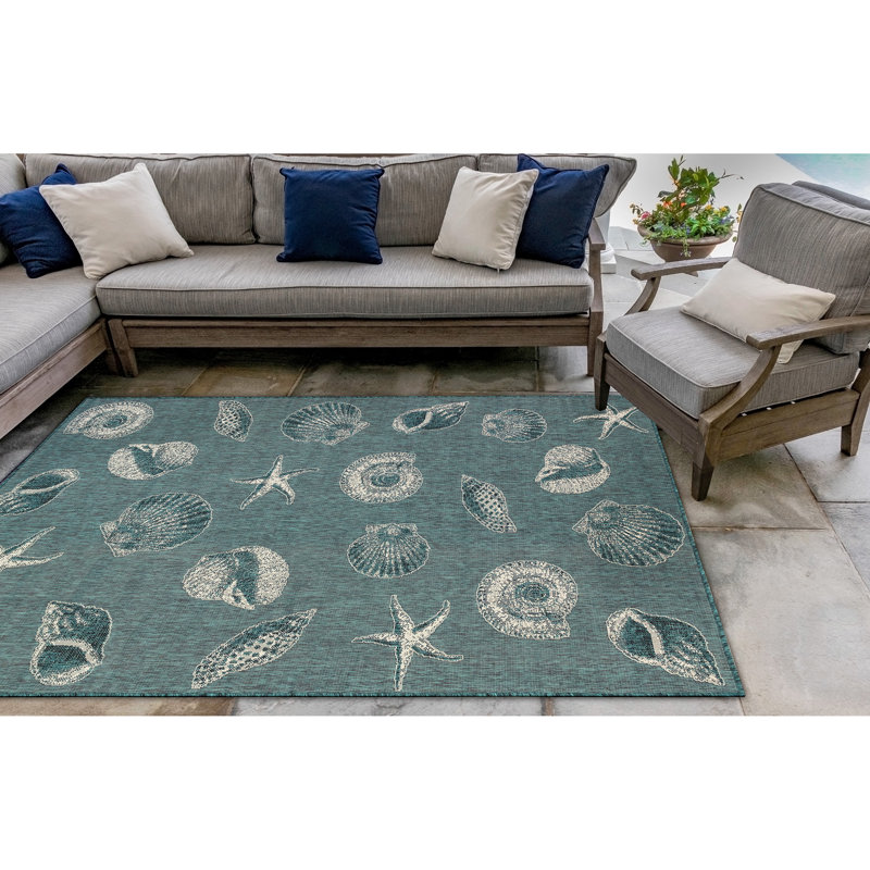 Highland Dunes Flatweave Teal Indoor Outdoor Area Rug Reviews Wayfair