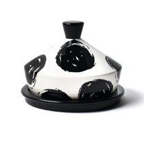 black and white butter dish