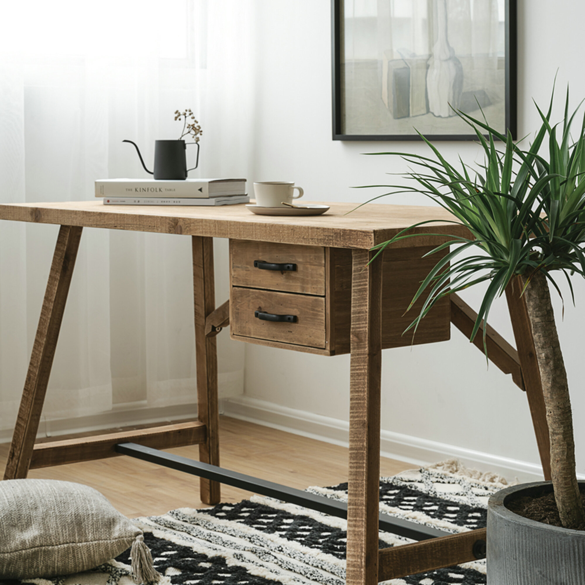 Gracie Oaks Ravenden Timber Solid Wood Desk Reviews Wayfair