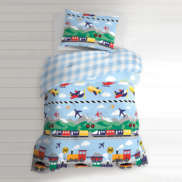 Zoomie Kids Erato Trains and Planes Toddler Reversible ...