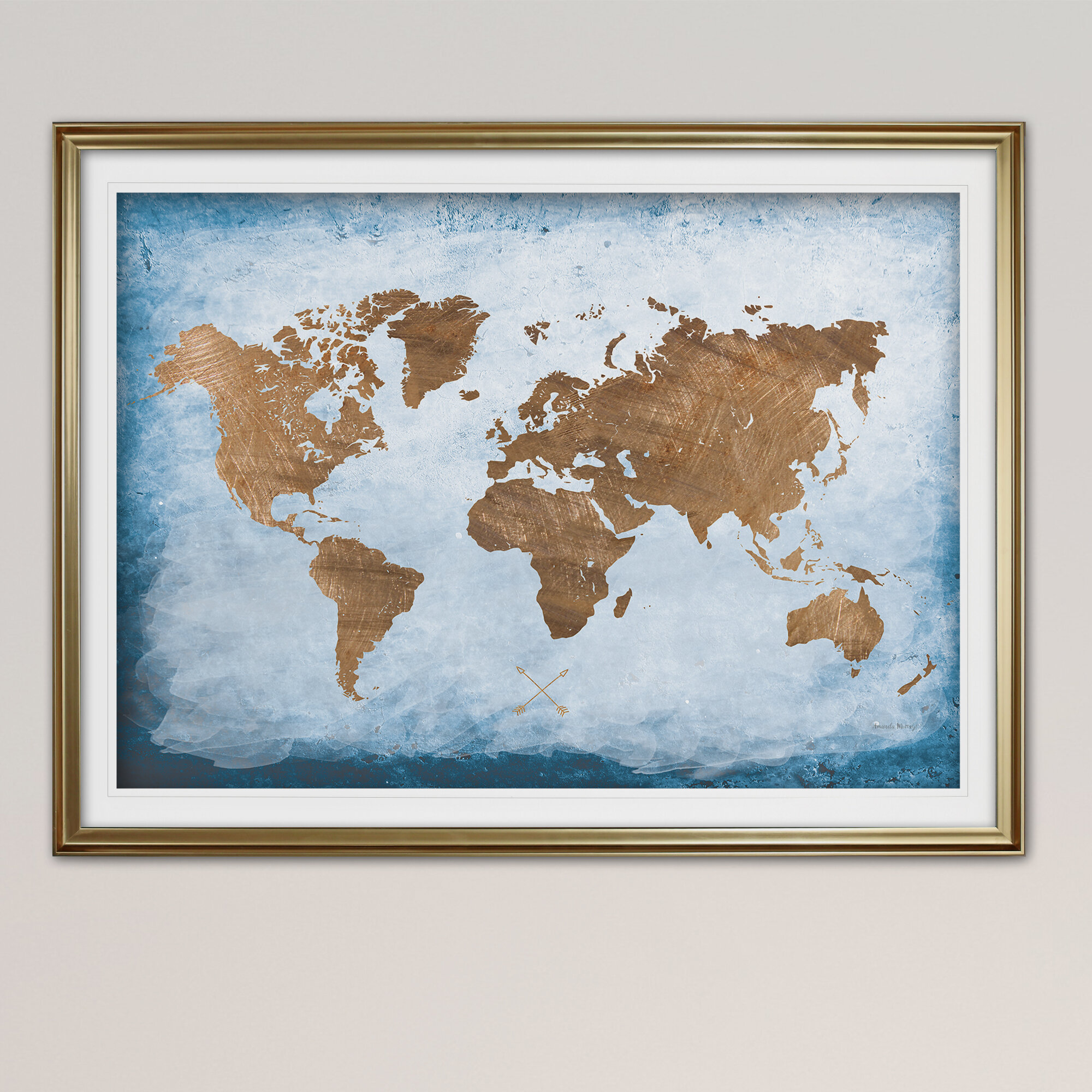 Wrought Studio Washy World Map - Picture Frame Print | Wayfair