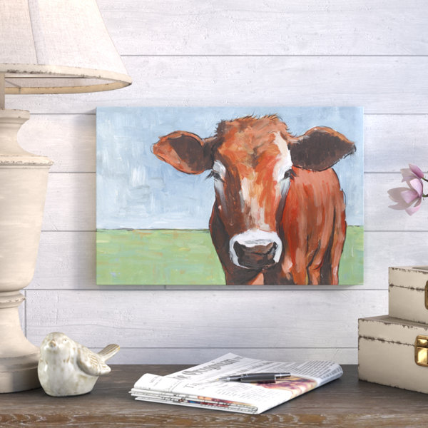 August Grove Big Cow Framed Acrylic Painting Print On Canvas