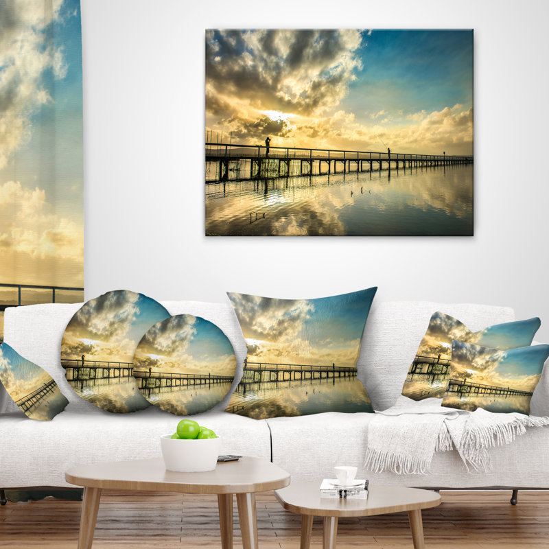 East Urban Home Long Jetty Foreshore Reserve With Clouds Sea Bridge Pillow