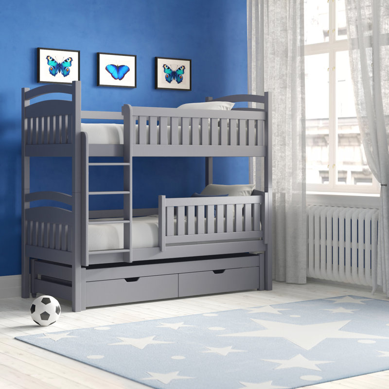 Harriet Bee Azaiah Single Triple Sleeper Bunk Bed With Trundle And Drawers Reviews Wayfair Co Uk