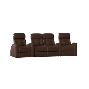 Diamond Stitch Home Theater Row Curved Seating With Chaise Footrest (Row Of 4) By Latitude Run