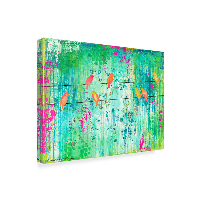 Trademark Art Birds On A Wire Acrylic Painting Print On Wrapped