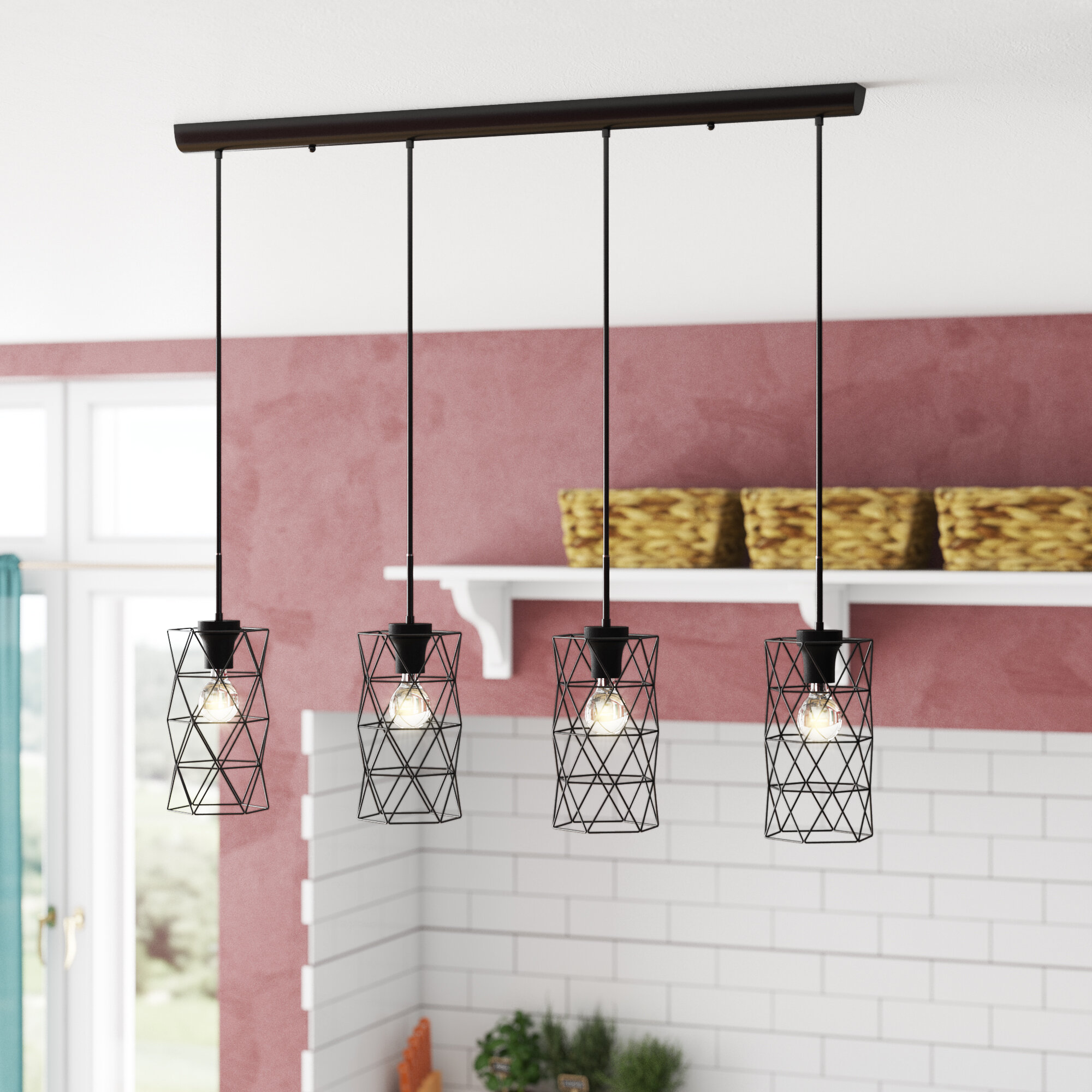 Ivy Bronx Gurrola 4 Light Kitchen Island Linear Pendant Reviews Wayfair