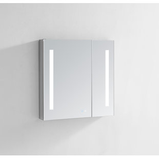 Find The Perfect Led Lighting Medicine Cabinets Wayfair Donnelly 30 X 40 Recessed Or Surface Mount Frameless Medicine Cabinet With 4 Shelves And Led Lighting