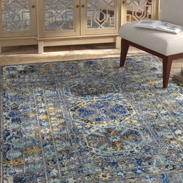 Charcoal And Blue Area Rug Wayfair