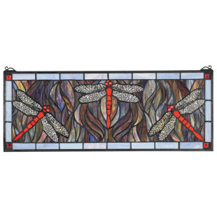 34.5/"L x 18.5/"H Half Round Handcrafted stained glass window Glass panel