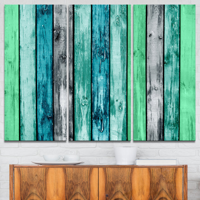 Designart Painted Wooden Planks 3 Piece Painting Print On