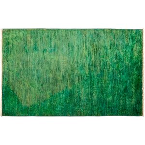 One-of-a-Kind Vibrance Hand-Knotted Green Area Rug