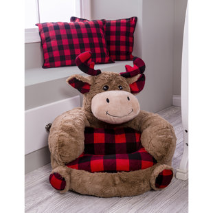 Roner Childrens Plush Chair Animal Sweet Seats Armchair Kids Furniture Plush Sofa for Playroom Bedroom Pink Monkey 20x18x18x6 Inches 