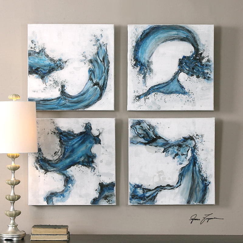 Brayden Studio Abstract 4 Piece Wrapped Canvas Painting Print