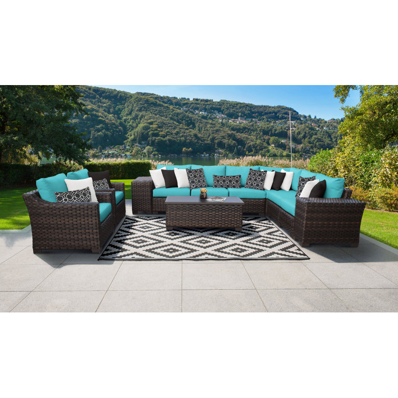 Kathy Ireland Homes Gardens By Tk Classics River Brook 11 Piece Rattan Sectional Seating Group With Cushions Wayfair