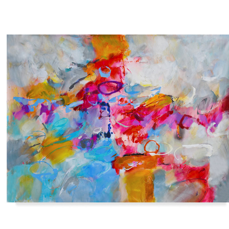 Trademark Art Pink And Orange Paint Acrylic Painting Print On