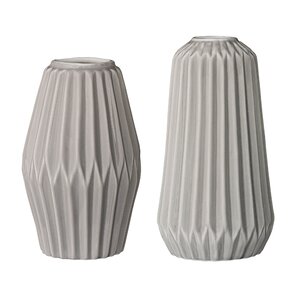Ransome 2 Piece Ceramic Fluted Vase Set