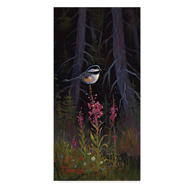 Trademark Art Fireweed Chickadee Oil Painting Print On Wrapped Canvas Wayfair