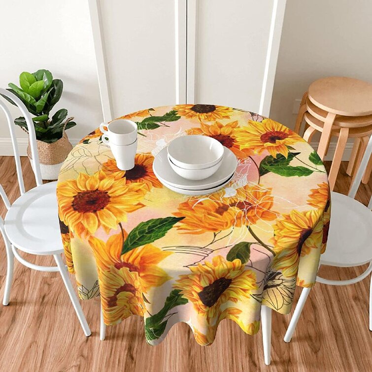 PVC TABLE CLOTH TREES VINTAGE BIRDS DAISY FLOWERS LEAF BLUE PINK YELLOW WIPEABLE 