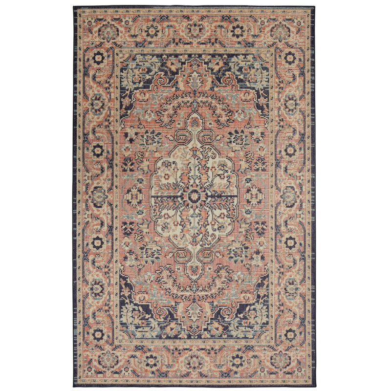 Bungalow Rose Kavya Power Loomed Pink Blue Ivory Area Rug Reviews Wayfair