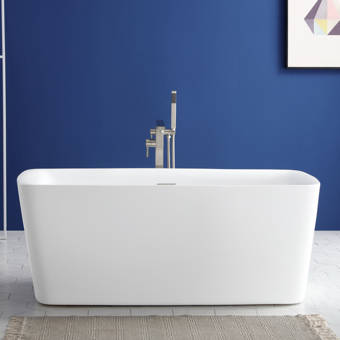 Ove Decors Ayago 59 X 28 Freestanding Soaking Acrylic Bathtub Wayfair