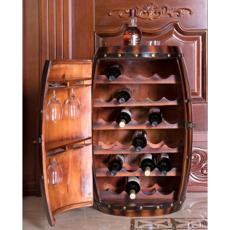 World Menagerie Claverton Wooden Wine Barrel Bar Cabinet Wayfair