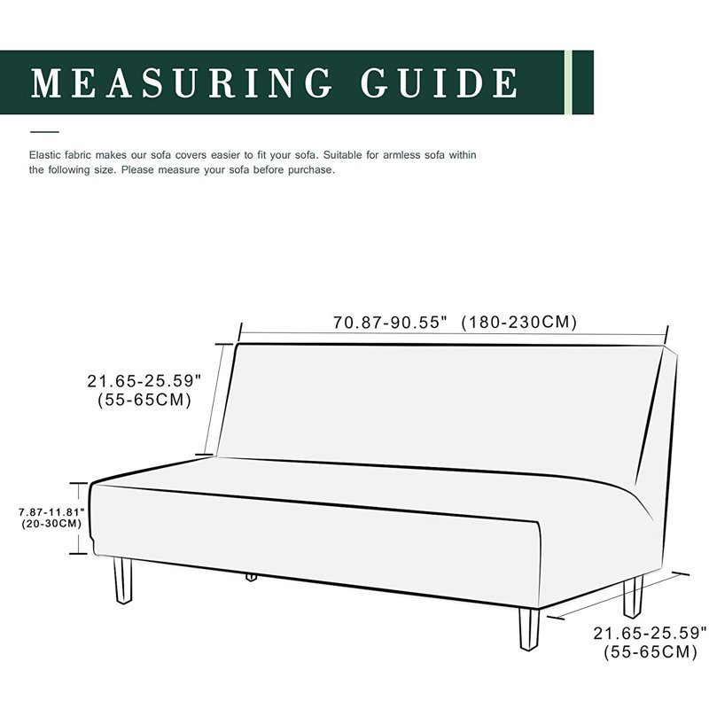 Winston Porter Ilsswe Elastic Armless Box Cushion Futon Slipcover Winston Porter Ilsswe Elastic Armless