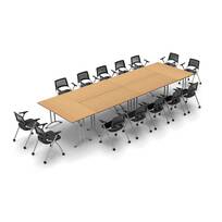 Power+USB Outlet . Fold+Nest Storage Modesty Panel Tables Training Meeting Seminar Classroom Model 5547 18pc Beech Folding Industrial Caster Z-Base Seating Included Tables Connect Shelf