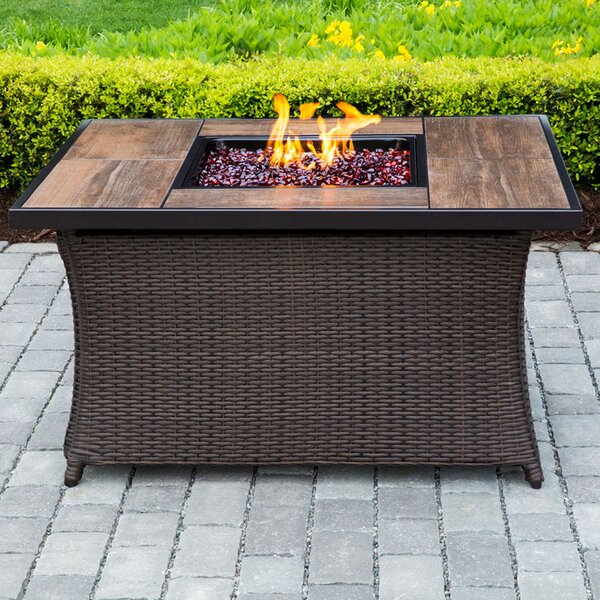 Hanover Wicker Propane Fire Pit Table & Reviews | Wayfair