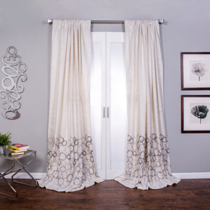 Ambra Geometric Semi-Sheer Rod Pocket Single Curtain Panel