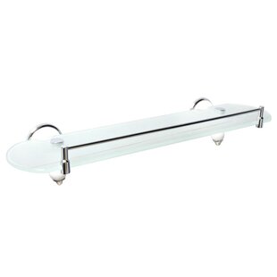 glass bathroom shelf with rail