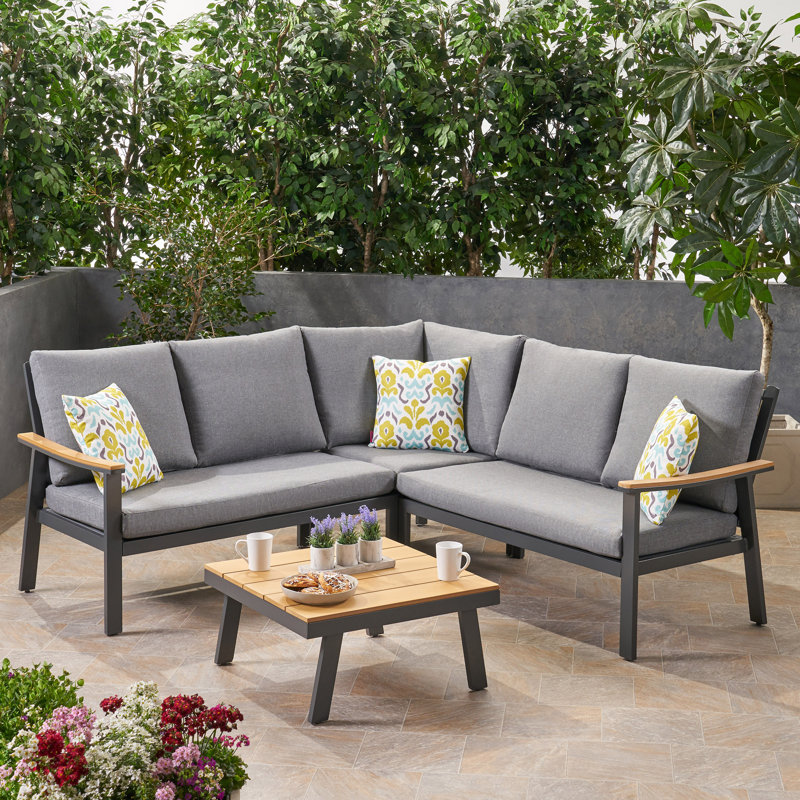 Arocho Outdoor 4 Piece Sectional Seating Group with ... Arocho Outdoor 4 Piece Sectional Seating Group with ... on Outdoor 4 Piece Sectional id=22170