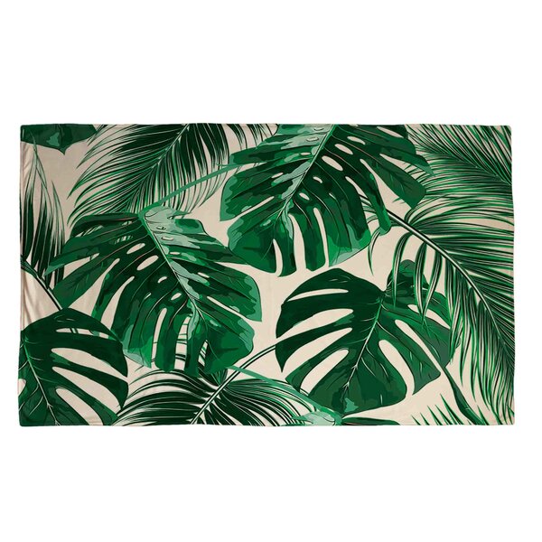 Cozy Lightweight Tropical Banana Palm Leaves Fleece Blanket Throw Blanket Queen Flannel Blanket for Bed Couch Ultra-Soft Easy Care 80x60 All Season 