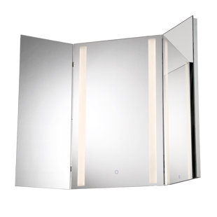 Tri Fold Bathroom Mirror Wayfair Stoltenberg Tri Fold Led Bathroom Vanity Mirror