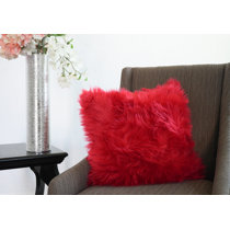 red furry pillows