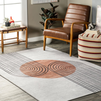 Martine SpinClean Abstract Sun Machine Washable Area Rug INCOMPLETE 