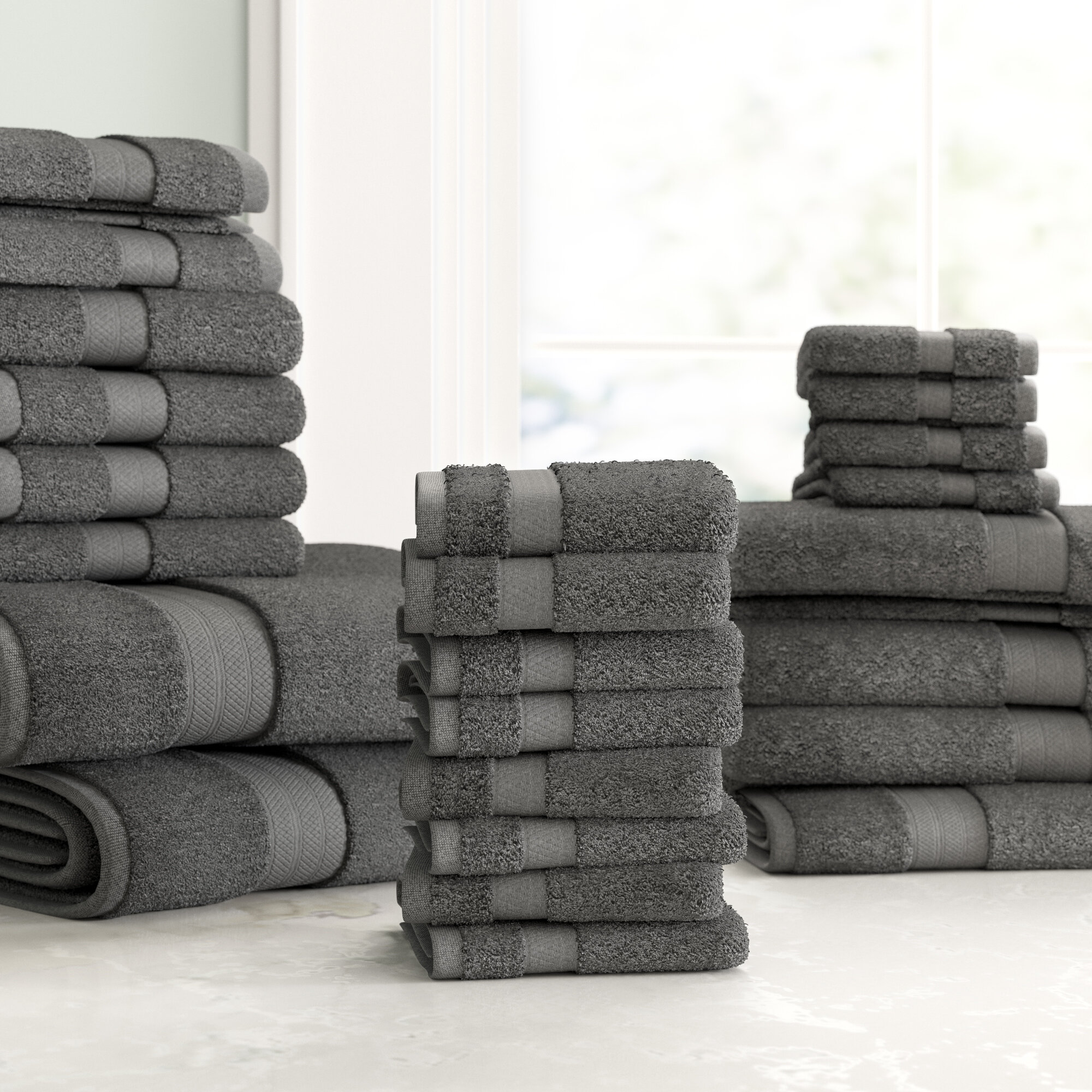 Bath Towel Set Utopia Towels 8-Piece Value 100% Cotton 8 Pack total Sage Green 